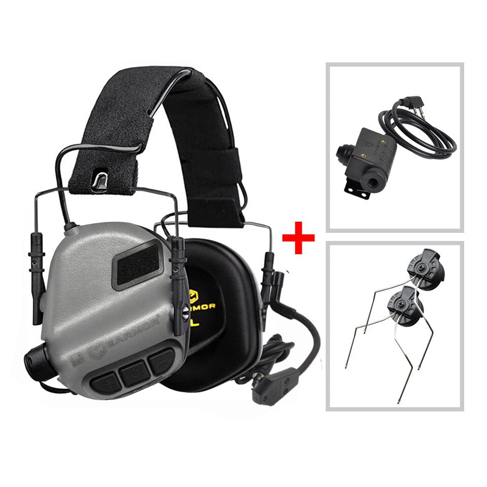 EARMOR M32 Tactical Headset & M51 Kenwood PTT Adapter & ARC Rail Adapter Sets 6 Colors