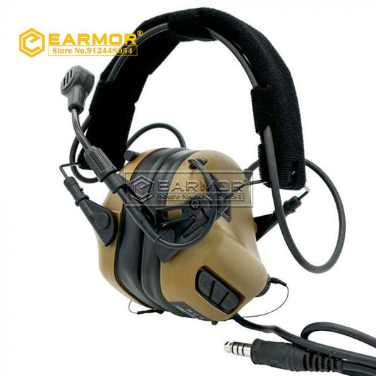 EARMOR M32-Mark3 MilPro Casque Tactique Protecteur Auditif Standard Militaire - Marron Coyote