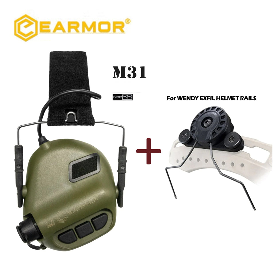 EARMOR M31 MOD4 casque tactique et adaptateur de Rail Exfil ensemble protecteur auditif 6 couleurs