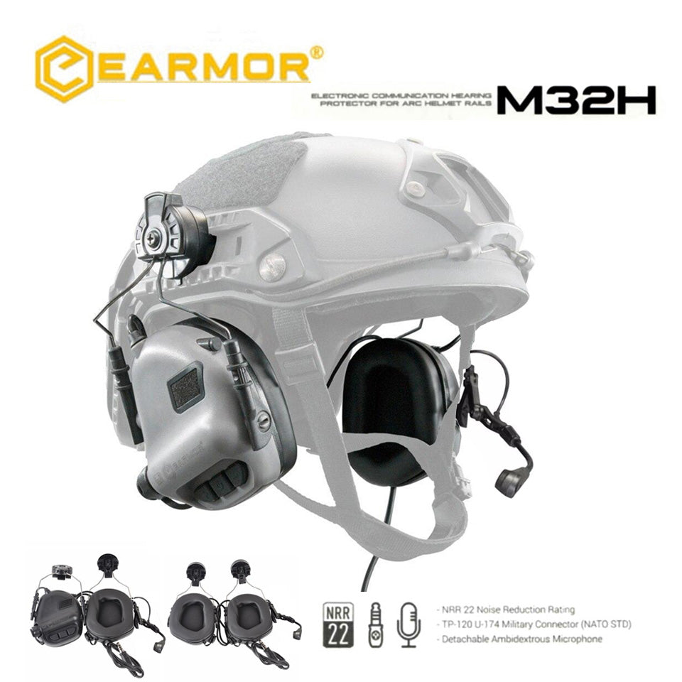 EARMOR M32H MOD4 Tactical Headset IPSC Shooting Communication Earphone- Cadet Greyn