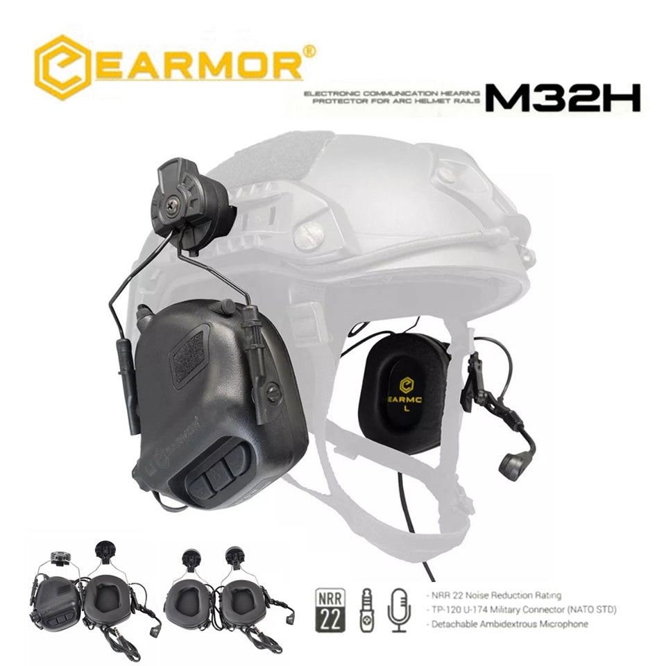 EARMOR M32H MOD4 Auriculares Tácticos Electrónica Comunicación IPSC Auriculares De Disparo - Negro